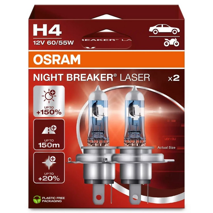 H4 OSRAM Night Breaker Laser +150%  Box 2ks