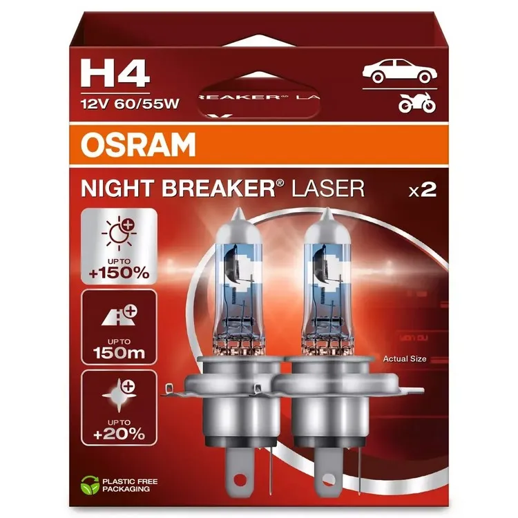 H4 OSRAM Night Breaker Laser +150%  Box 2ks