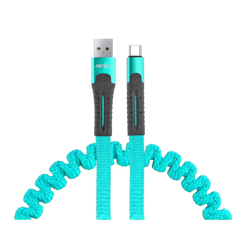 Pružinový kábel USB-A na USB-C