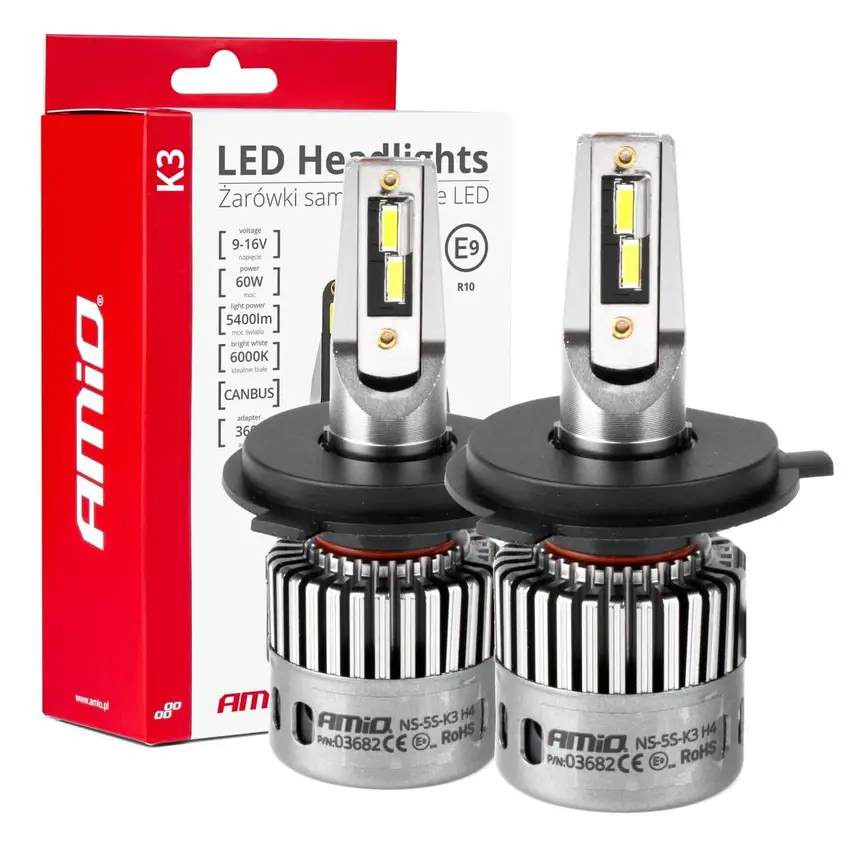 AMiO LED K3 CANBUS H4/H19 2ks