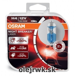 H4 OSRAM Night Breaker Laser 12V 60/55W + 130% Box 2ks