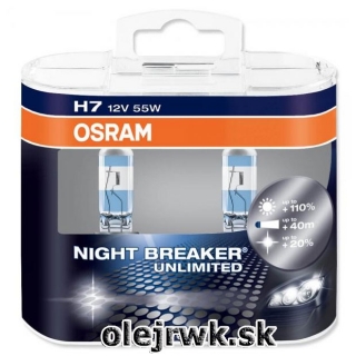 H7 OSRAM Night Breaker Unlimited 12V 55W + 110% Box 2ks