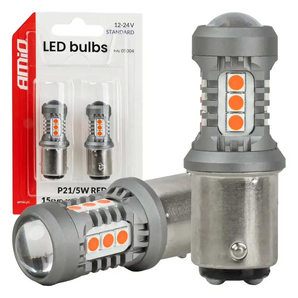 LED STANDARD 15SMD 3030 P21/5W BAY15d Red 12V/24V 2ks